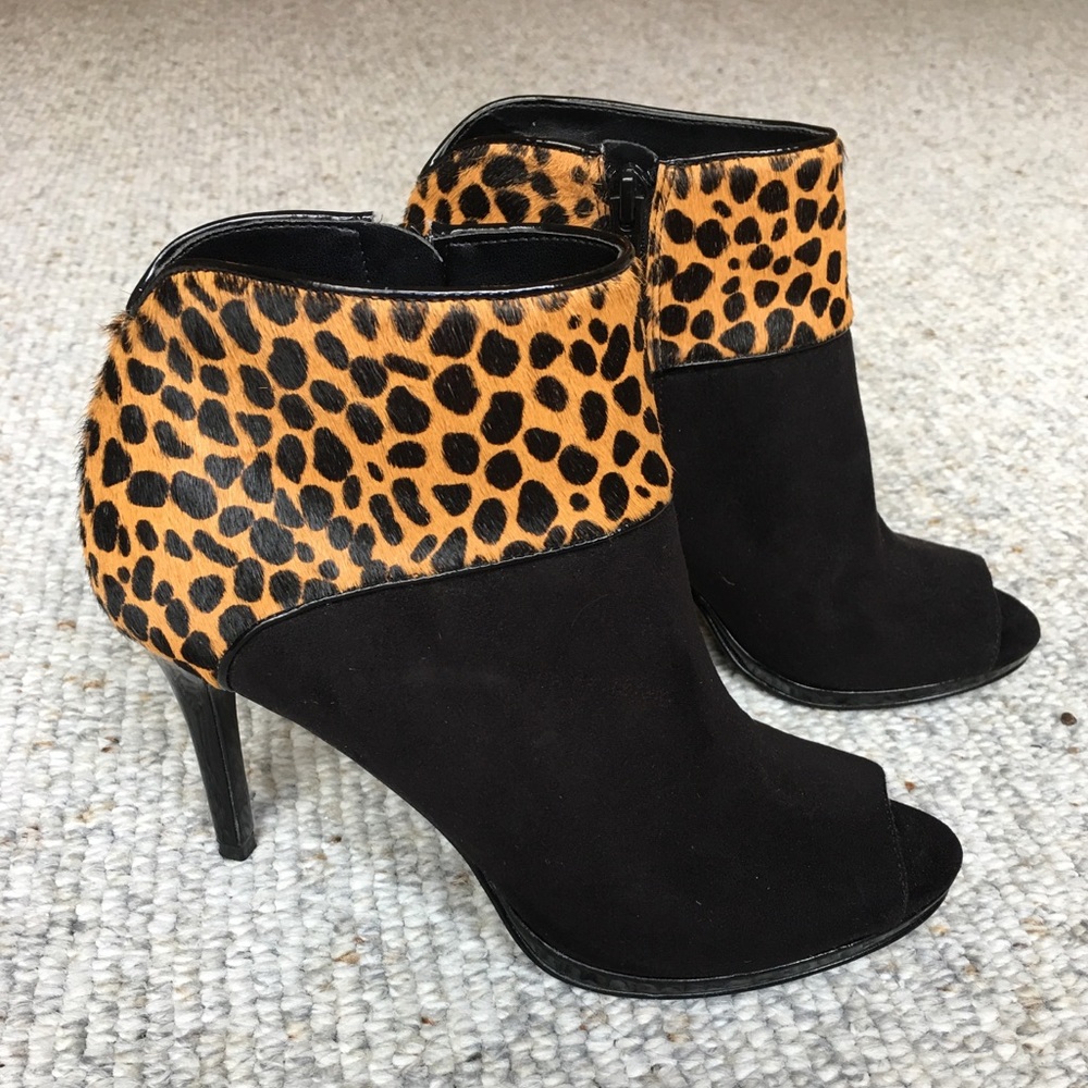 Suede leopard print booties